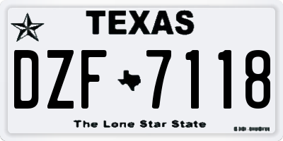 TX license plate DZF7118