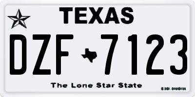 TX license plate DZF7123