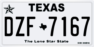 TX license plate DZF7167