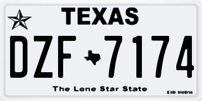 TX license plate DZF7174