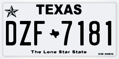 TX license plate DZF7181