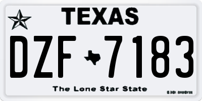 TX license plate DZF7183