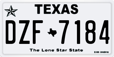 TX license plate DZF7184