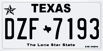 TX license plate DZF7193