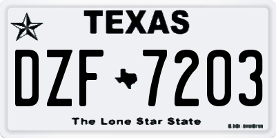 TX license plate DZF7203
