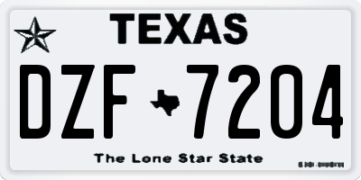 TX license plate DZF7204