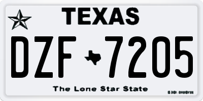 TX license plate DZF7205