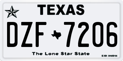 TX license plate DZF7206