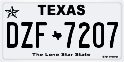 TX license plate DZF7207