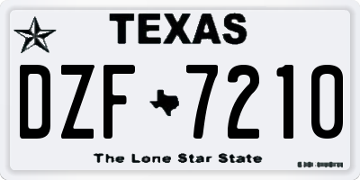 TX license plate DZF7210
