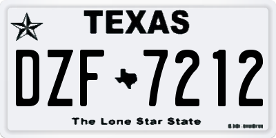 TX license plate DZF7212