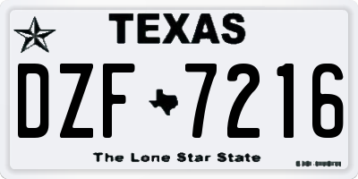 TX license plate DZF7216