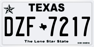 TX license plate DZF7217