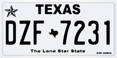 TX license plate DZF7231