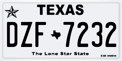 TX license plate DZF7232