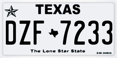 TX license plate DZF7233
