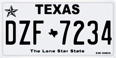TX license plate DZF7234
