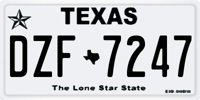 TX license plate DZF7247