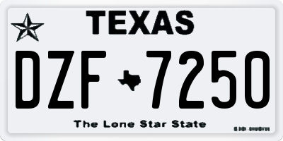 TX license plate DZF7250