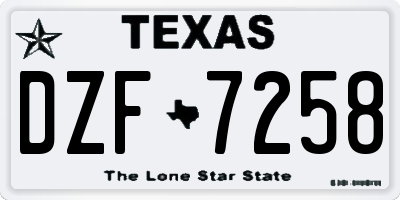 TX license plate DZF7258