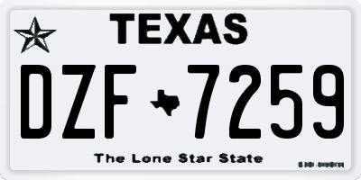 TX license plate DZF7259