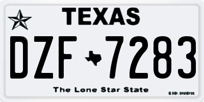 TX license plate DZF7283