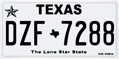 TX license plate DZF7288
