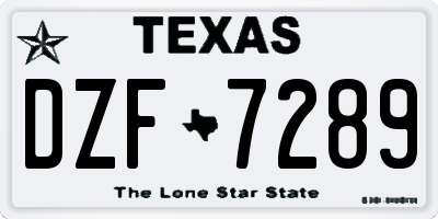 TX license plate DZF7289
