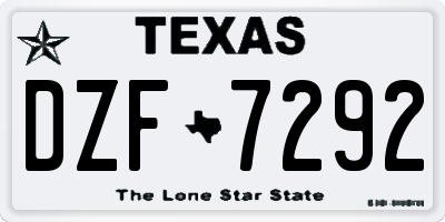 TX license plate DZF7292