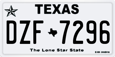 TX license plate DZF7296