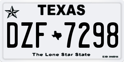 TX license plate DZF7298