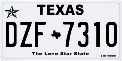 TX license plate DZF7310