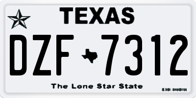 TX license plate DZF7312