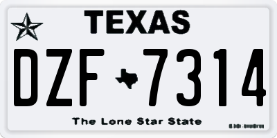 TX license plate DZF7314
