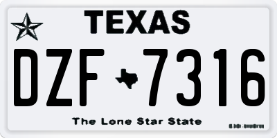 TX license plate DZF7316