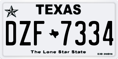 TX license plate DZF7334
