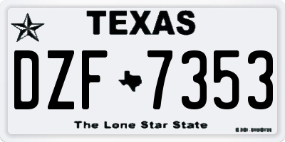 TX license plate DZF7353