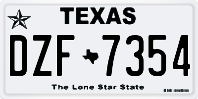 TX license plate DZF7354