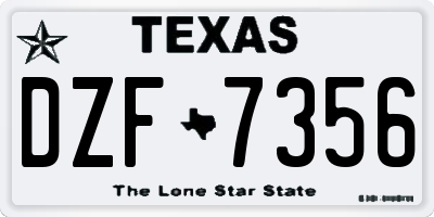 TX license plate DZF7356