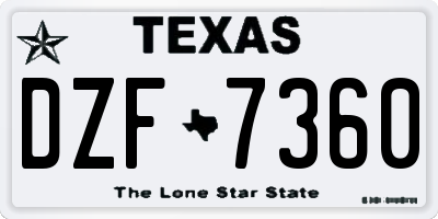 TX license plate DZF7360
