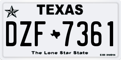 TX license plate DZF7361