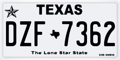 TX license plate DZF7362
