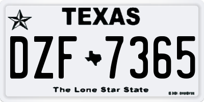 TX license plate DZF7365
