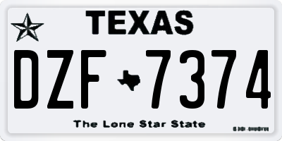 TX license plate DZF7374