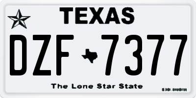 TX license plate DZF7377