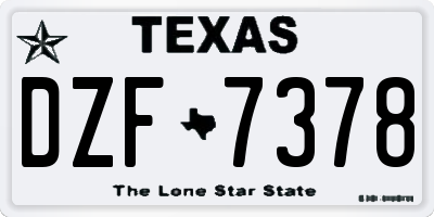 TX license plate DZF7378