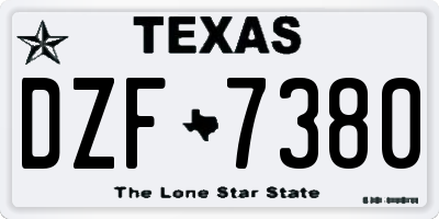 TX license plate DZF7380