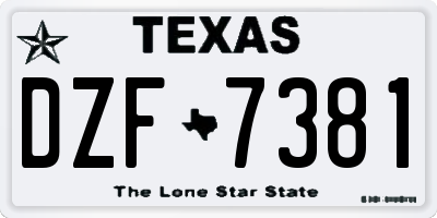 TX license plate DZF7381
