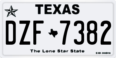 TX license plate DZF7382