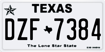 TX license plate DZF7384